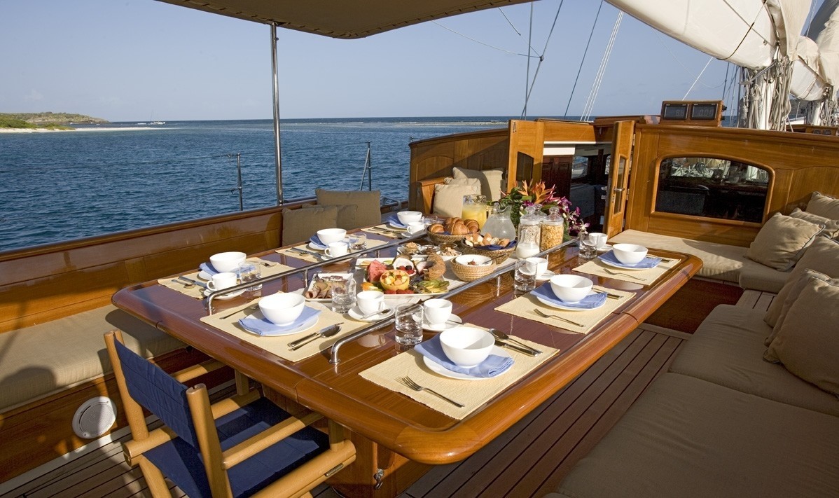 Aft Deck Eating/dining Aboard Yacht WINDROSE OF AMSTERDAM
