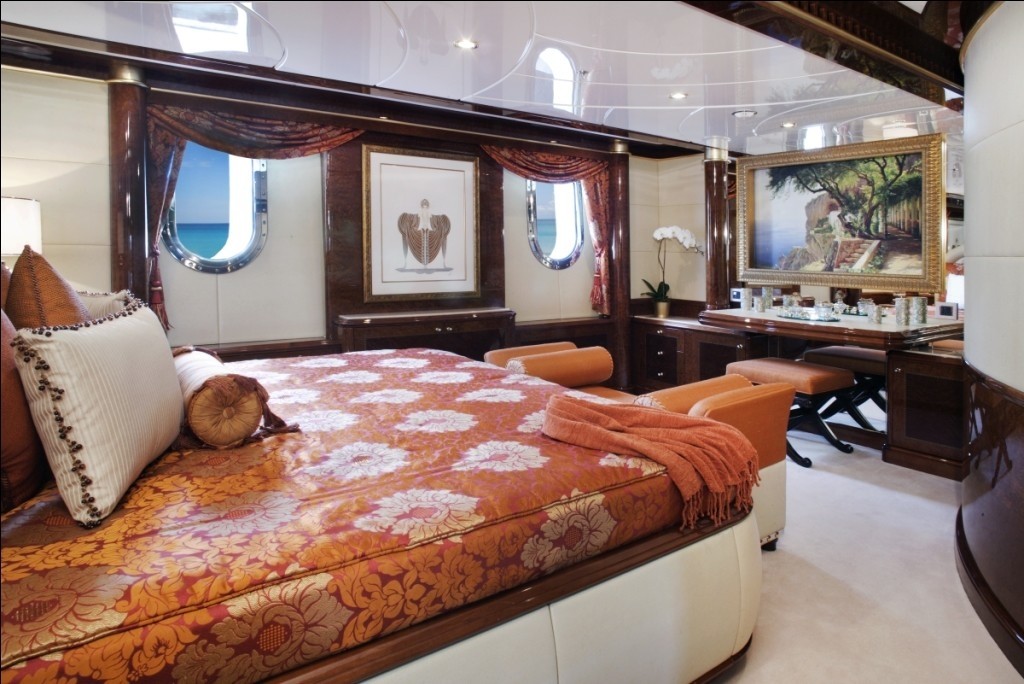 Red: Yacht DIAMONDS ARE FOREVER's Guest's Cabin Pictured