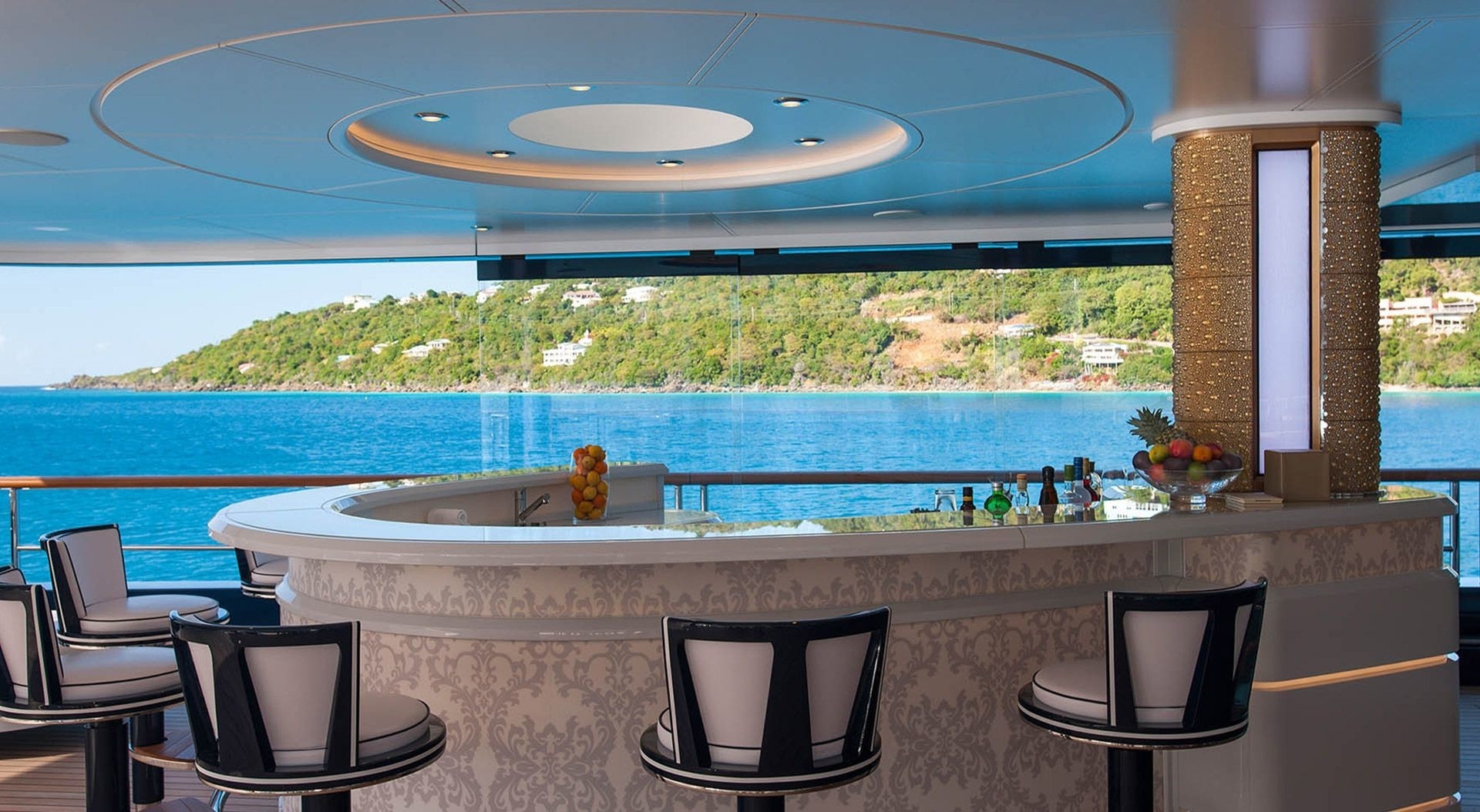 Drinks Bar Upon The External On Board Yacht SOLANDGE