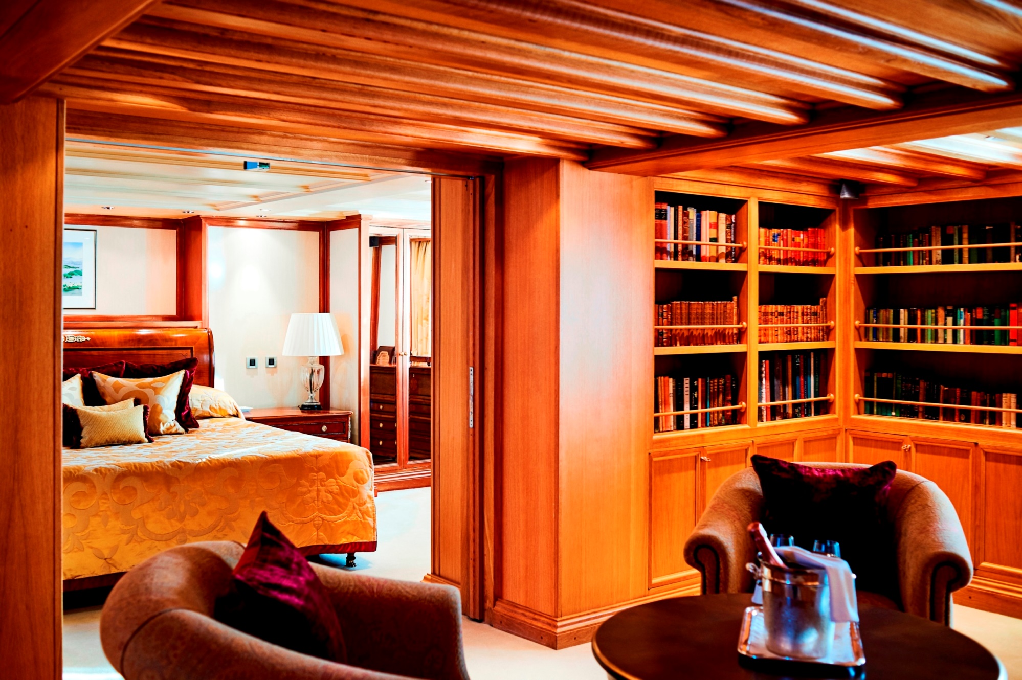 Onassis Suite lounge and cabin