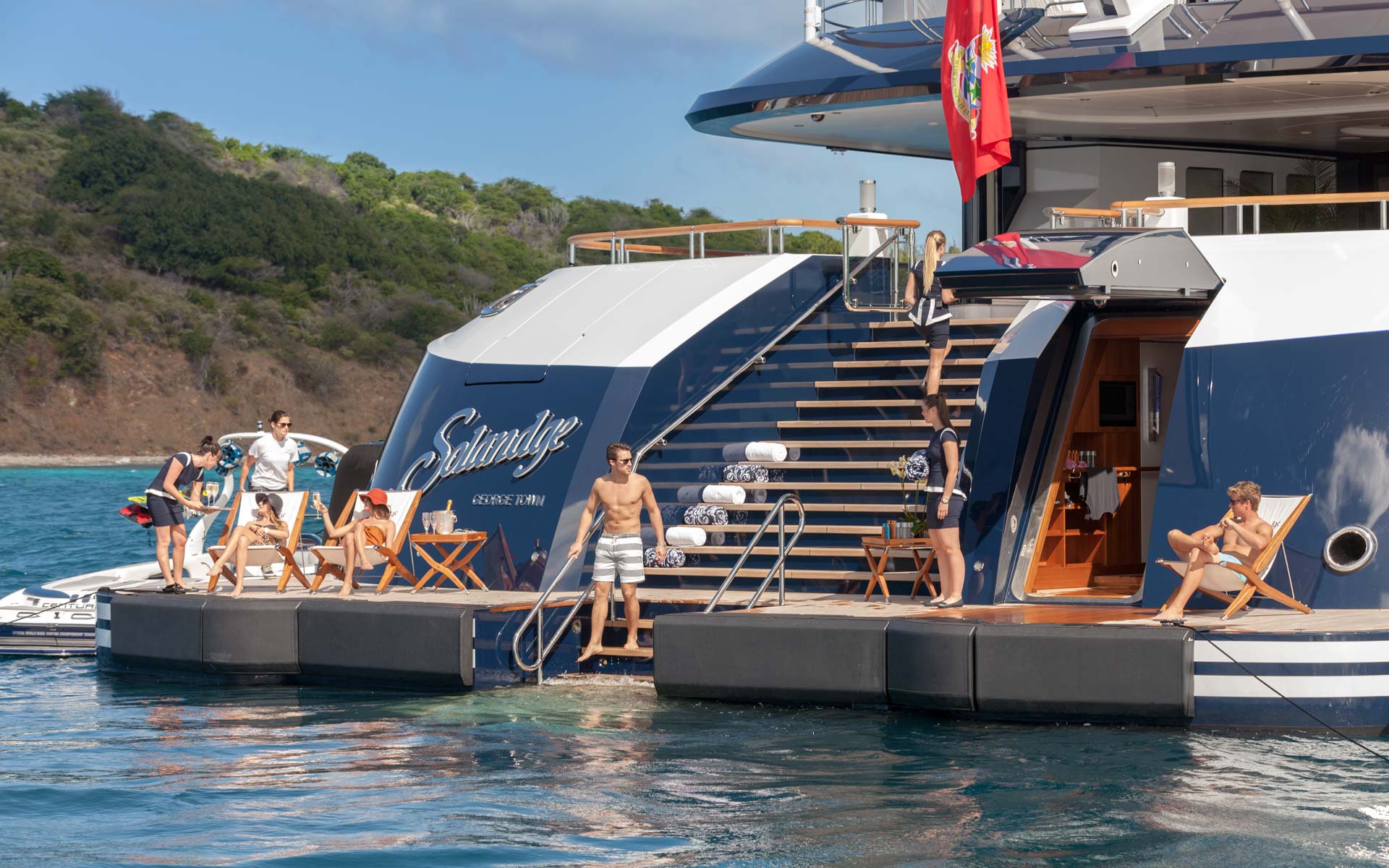 Yacht Solandge - Aft Deck Swimming