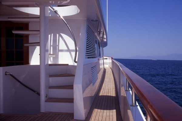 Balcony With Staircase Aboard Yacht OURANOS TOO