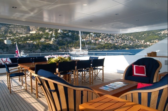 Covered Sitting Zone On Yacht OXYGEN