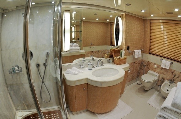 Guest's Stateroom Bath On Board Yacht MESERRET II