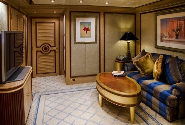 Owners Suite Couch Zone On Board Yacht MESERRET II