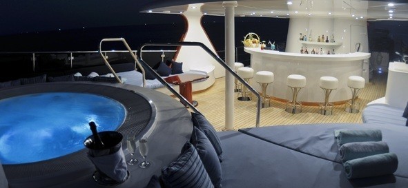 Sunshine Deck Drinks Bar On Board Yacht MESERRET II