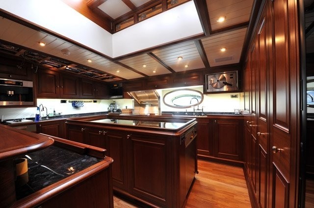 Ship's Galley On Board Yacht ATHOS