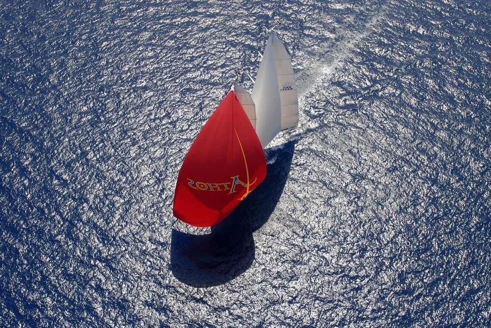 From Above Aspect On Board Yacht ATHOS