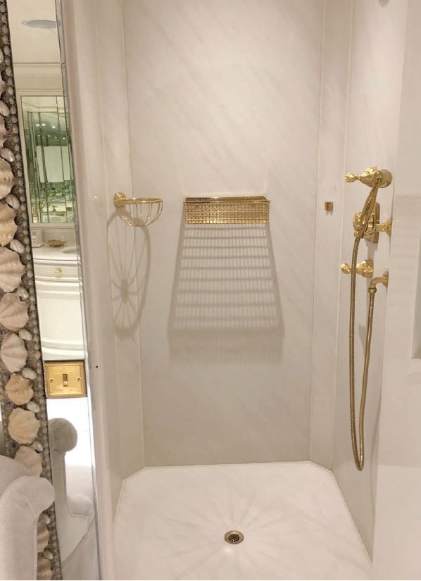 Beautiful Shower With Gold Details