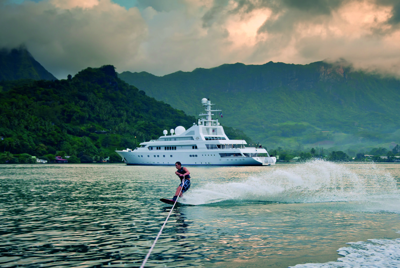 Water Skiing in Tahiti in the South Pacific
