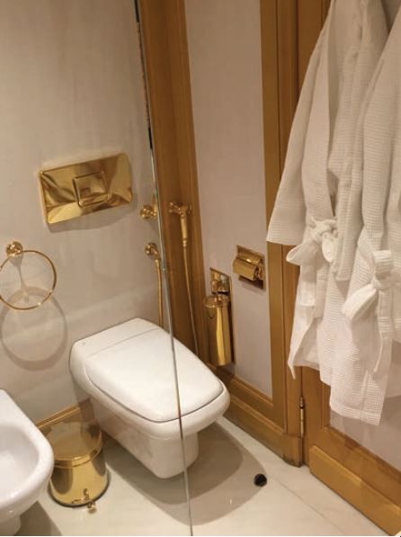 Bathroom Toilette With Gold Details