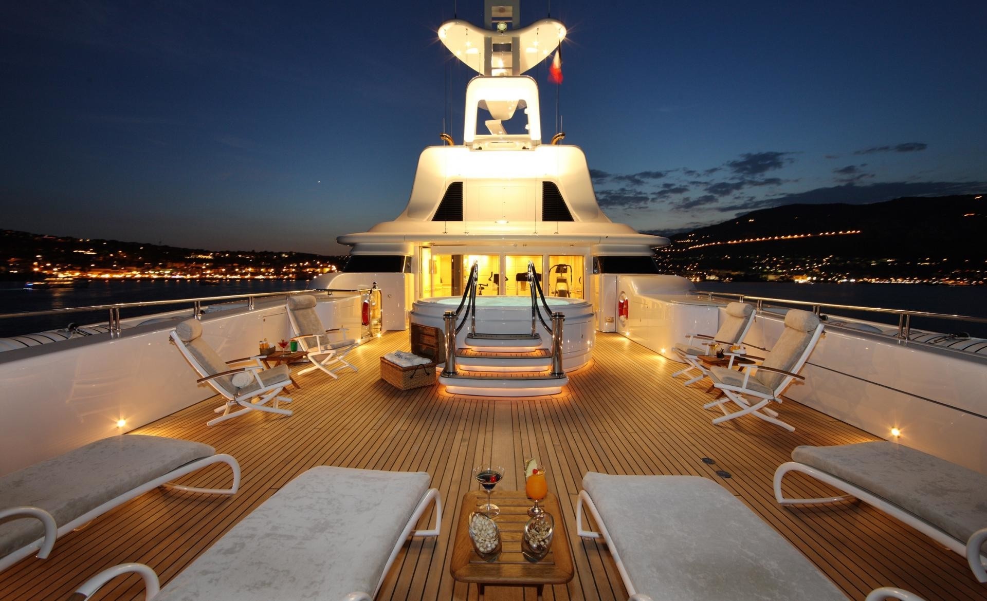 Evening: Yacht CAPRI's Sun Deck Captured