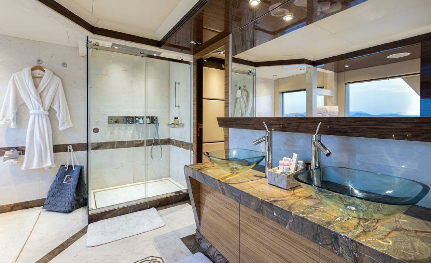 Master ensuite shower and double vanity
