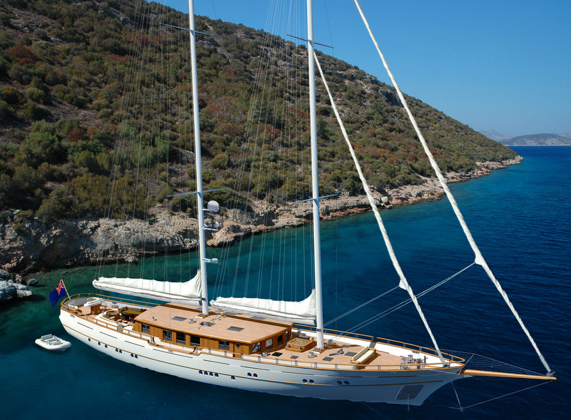 40m Archipelago modern classic sailing yacht ZanZiba at anchor