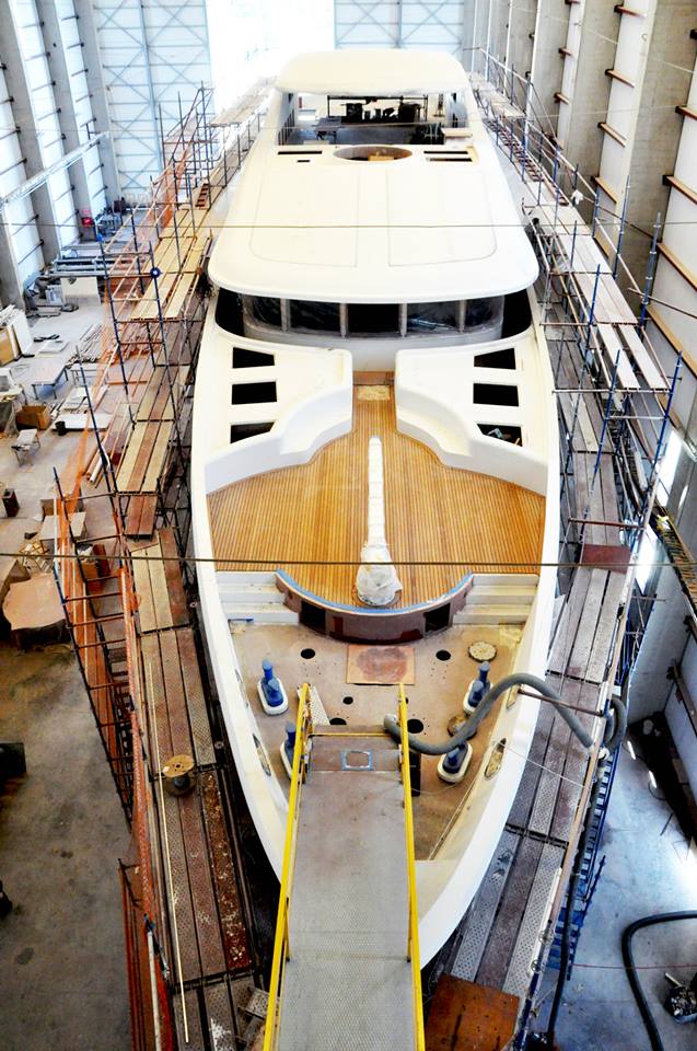 47m motor yacht BEBE in build - Image credit to Vosmarine