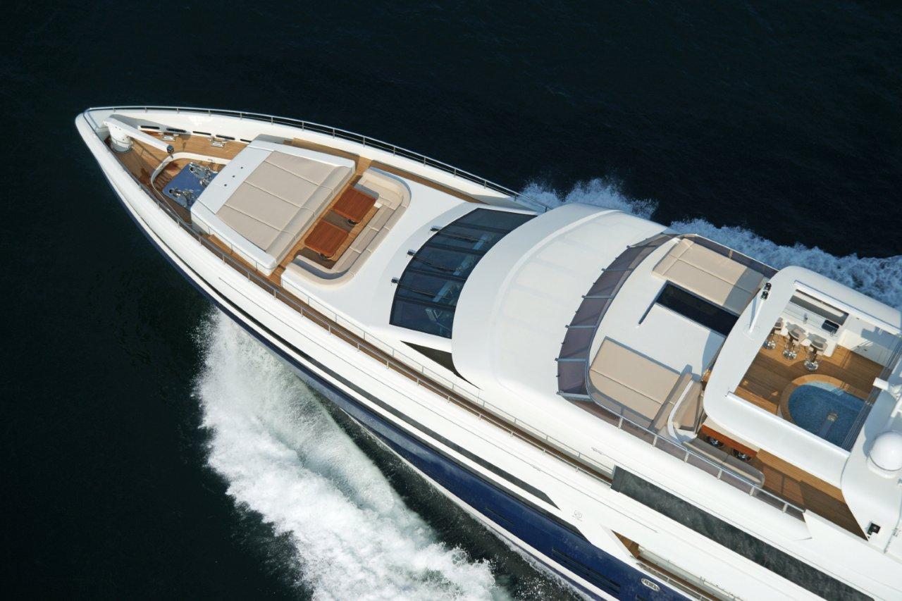 Aerial view detail of the Bilgin motor yacht Tatiana - Design by Joachim Kinder
