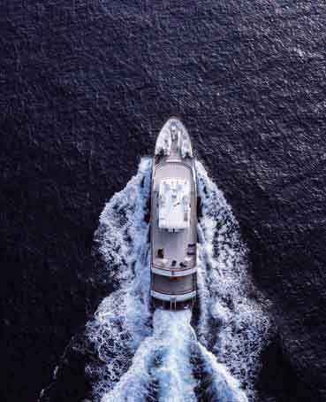 Aerial view of Sprezzatura superyacht