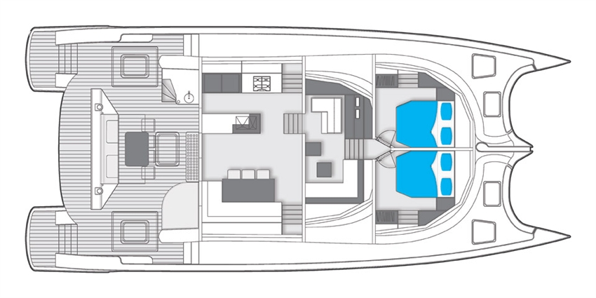 Catamaran EWHALA -  Main Deck Layout