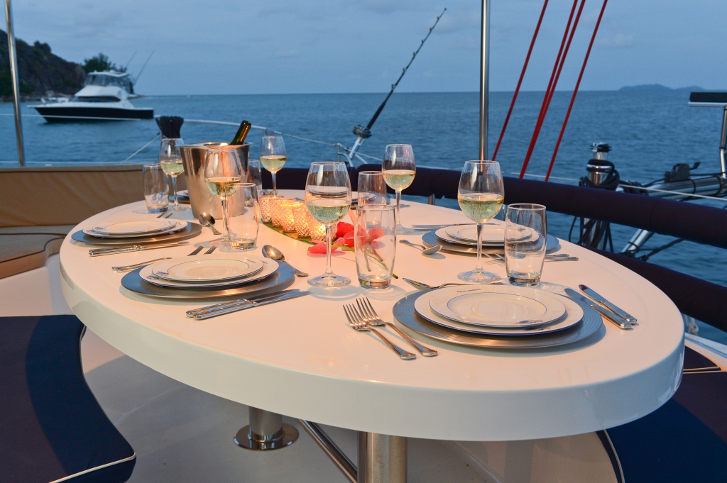 Catamaran NKALINDAU -  Aft Deck Dining