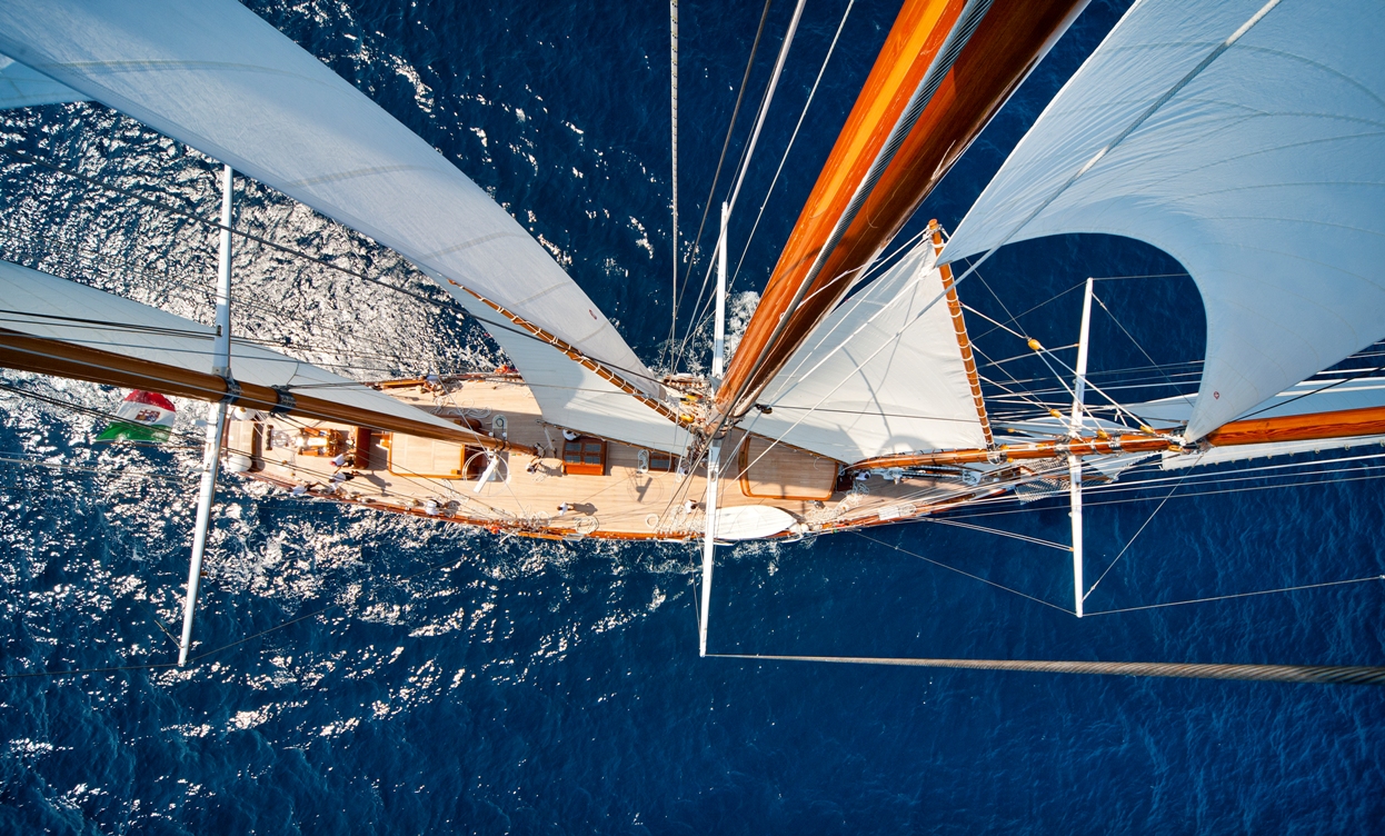 Classic sail yacht CROCE DEL SUD - From Above