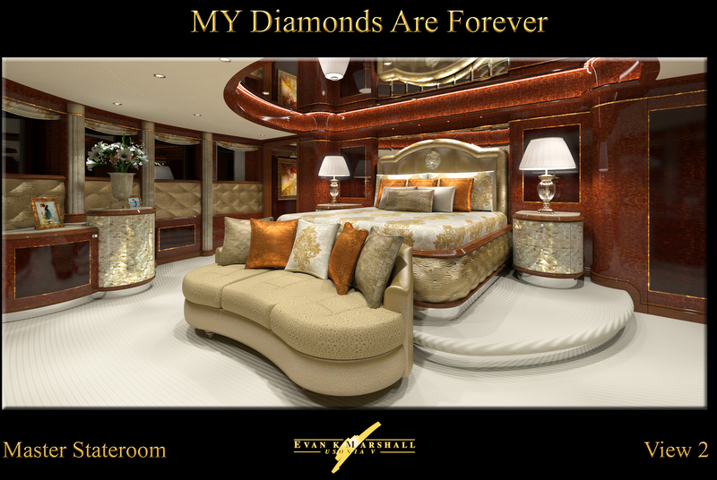 FB253 megayacht Diamonds Are Forever Master suite