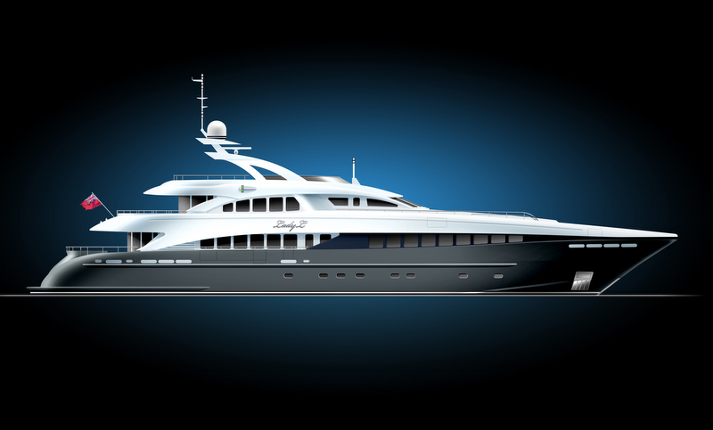 Heesen luxury yacht Lady L - striping plan profile