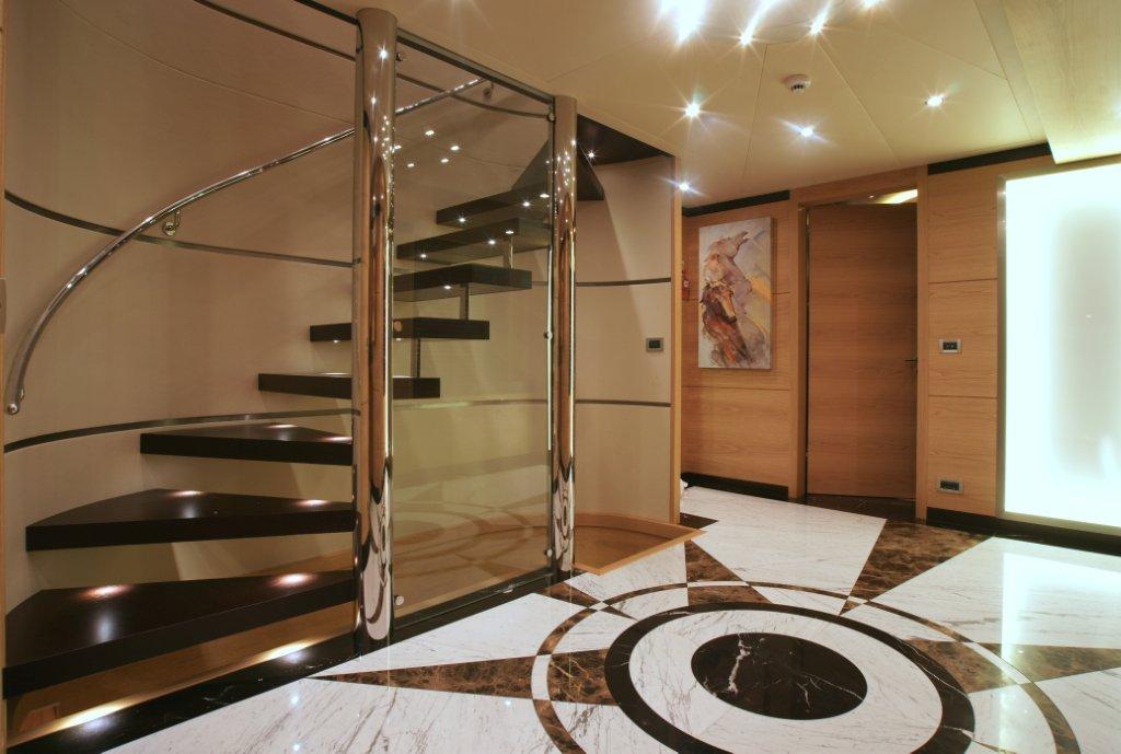 Interior of the 45 m Yacht Tatiana designed by J Kinder and realised by Septemar Yacht Furniture