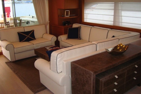Interior of the Ferretti Custom Line super yacht Deva