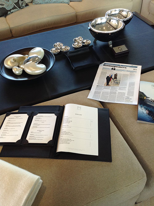 Luxury Charter Yacht MANIFIQ Tea and wine menus Interior by Luca Dini Design
