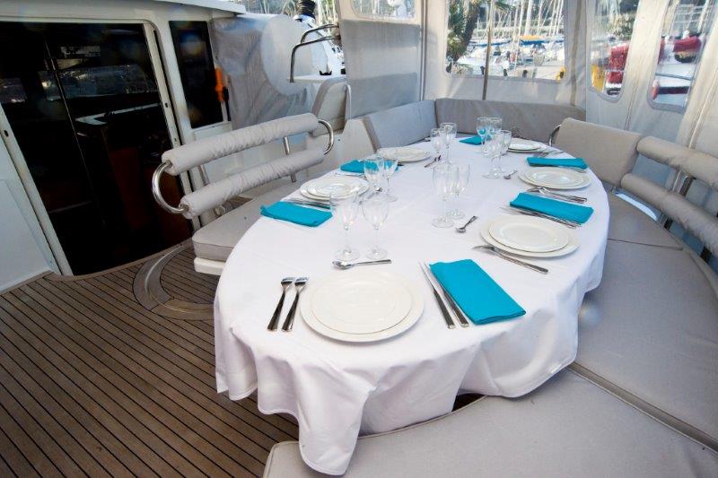 Luxury catamaran WHY NOT - cockpit dining