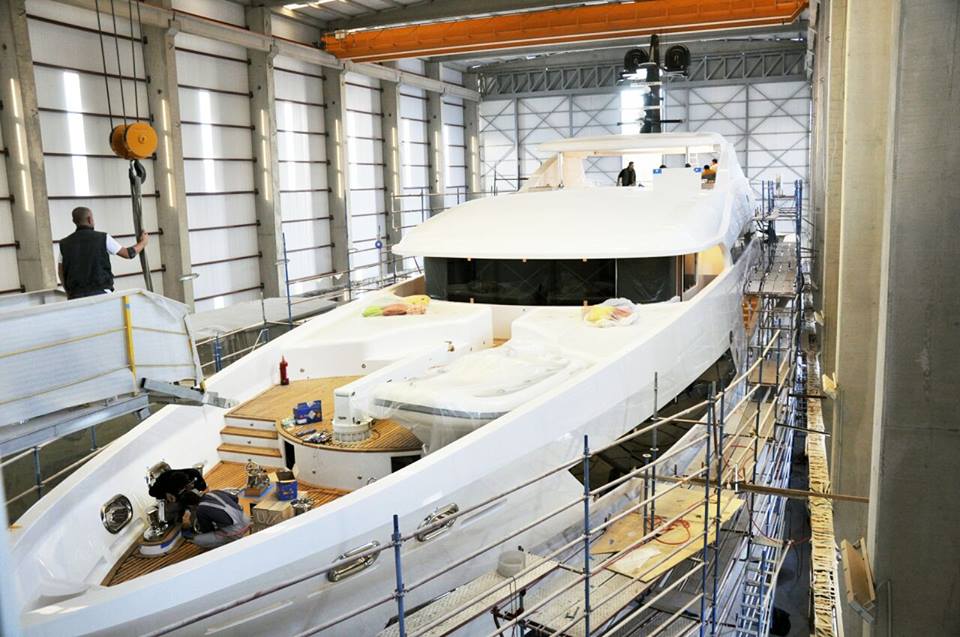 Luxury yacht BEBE in build - Image credit to Vosmarine