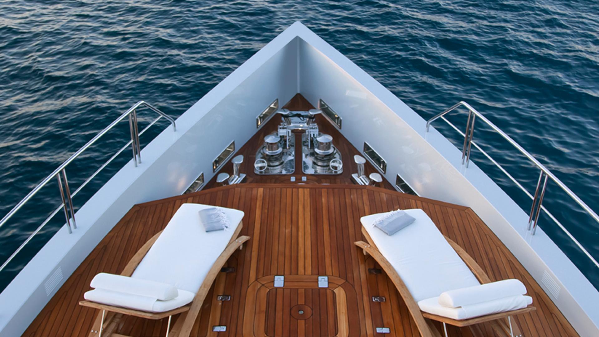 Motor Yacht Preference - bow, top view. Photo credit Tansu Yachts
