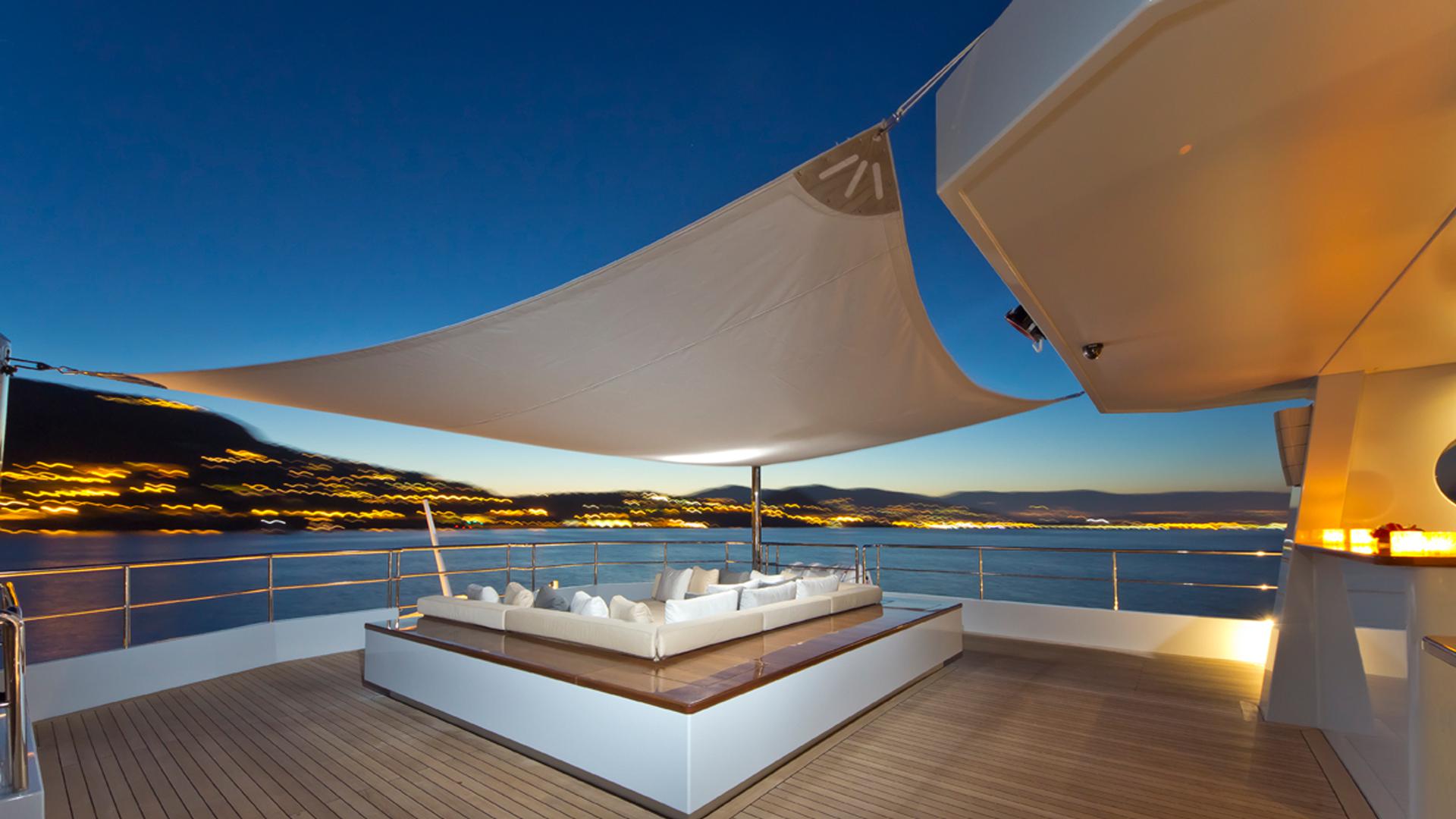 Motor Yacht Preference - outdoor seating. Photo credit Tansu Yachts