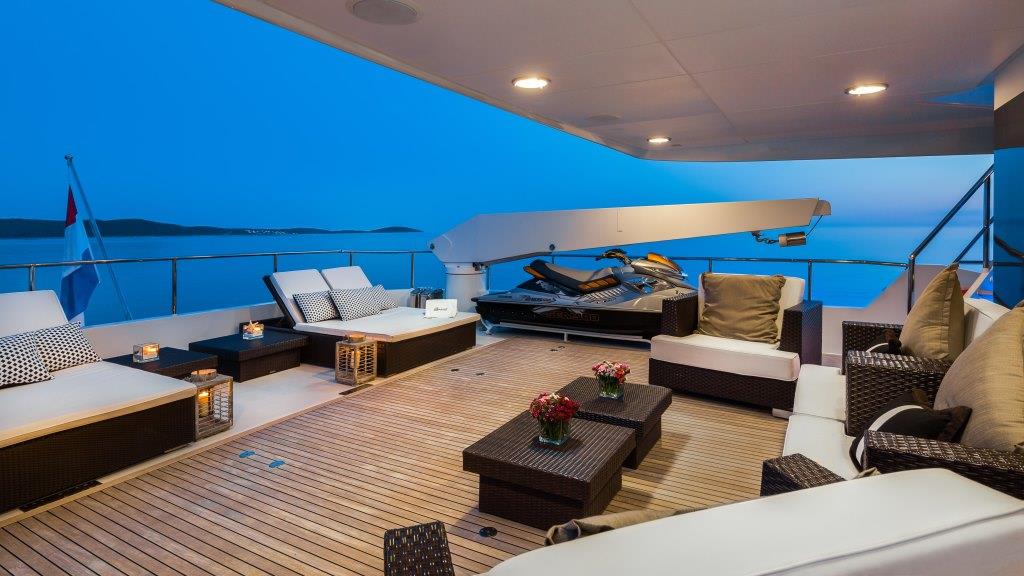 Motor yacht BRAZIL - Upper deck evening shot