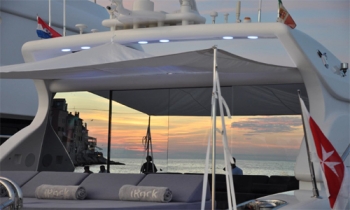 Motor yacht IROCK -  Aft Deck with Sliding Doors