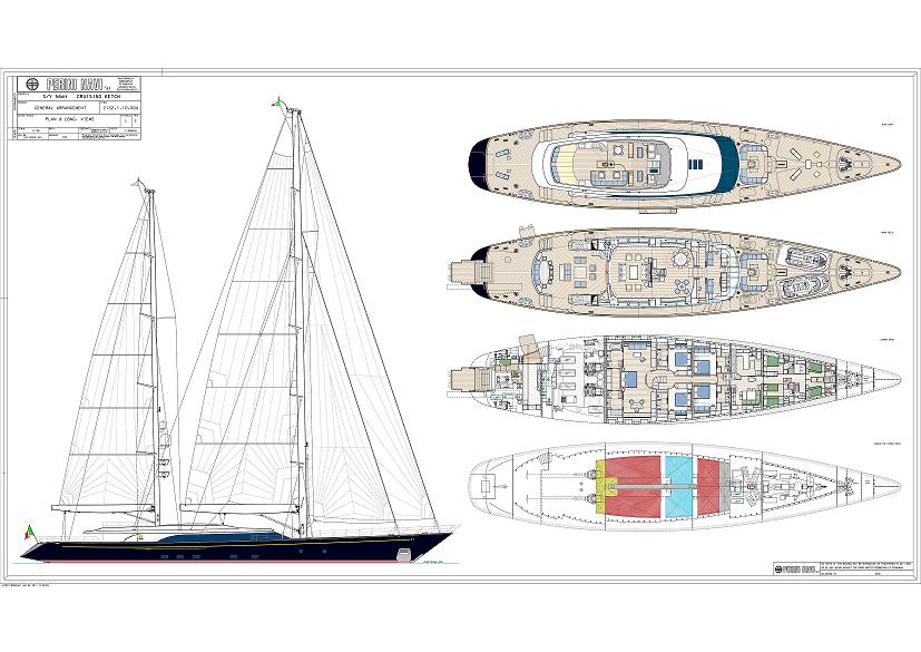Sailing yacht FIDELIS -  Layout. Credit Perini Navi