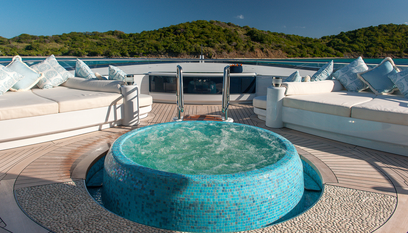 Super yacht Solandge - Spa Pool at owners deck - Photo by Klaud Jordan