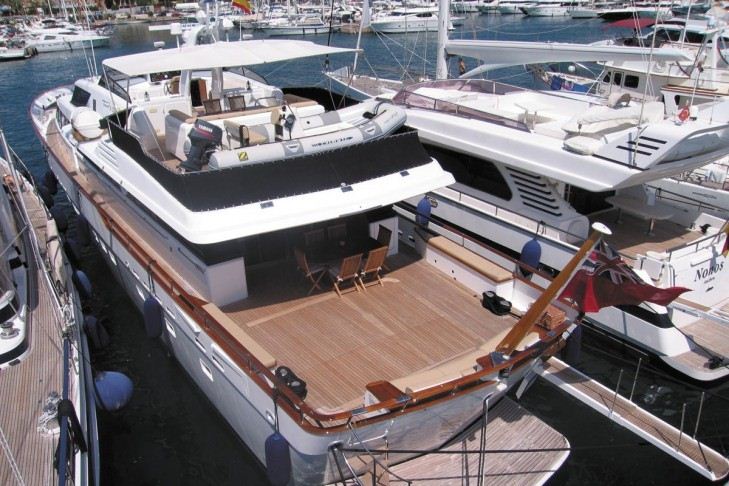 Yacht ATLANTIC ENDEAVOUR -  Aft View in Port
