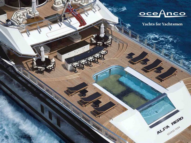 Yacht Alfa Nero's Inspired Aft design with pool
