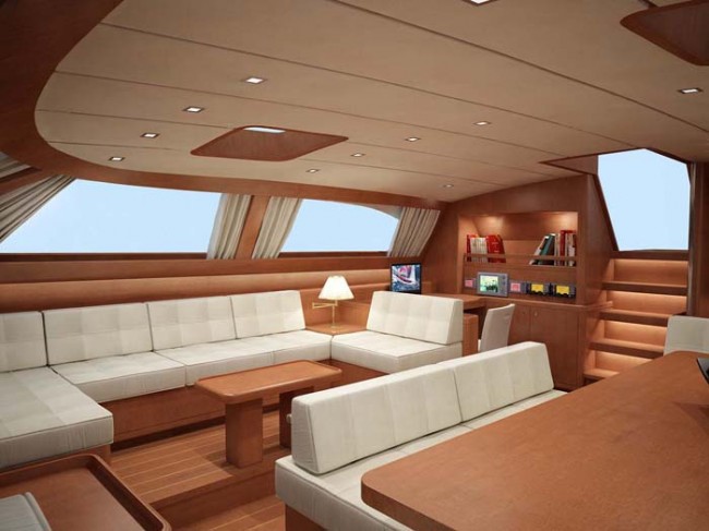 The Baltic 112 Sailing yacht Nilaya Saloon Interior Design Rendering