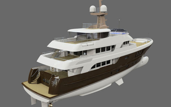 The New 39m Expedition Motor Yacht in construction at Alloy Yachts
