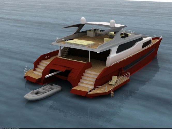 Kharima 81 Catamaran Aft View rendering - Image coutesy of Pro Ship