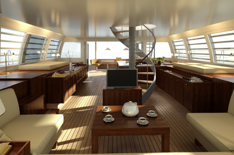 interior of catamaran