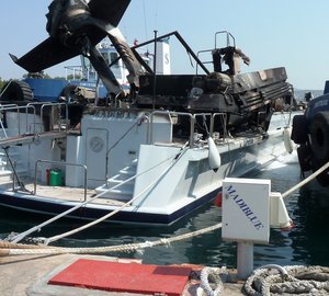 Yacht Madiblue on Fire in Greece