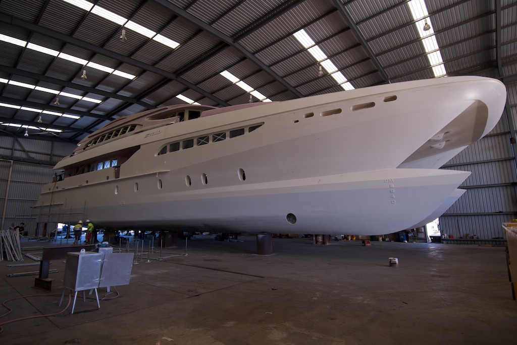 Incat Crowther 38 catamaran under construction at Fabre Catamarans