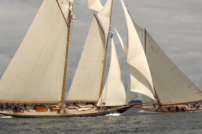 Sailing Yachts Mariquita and Mariette at the start line - Image courtesy of Pendennis