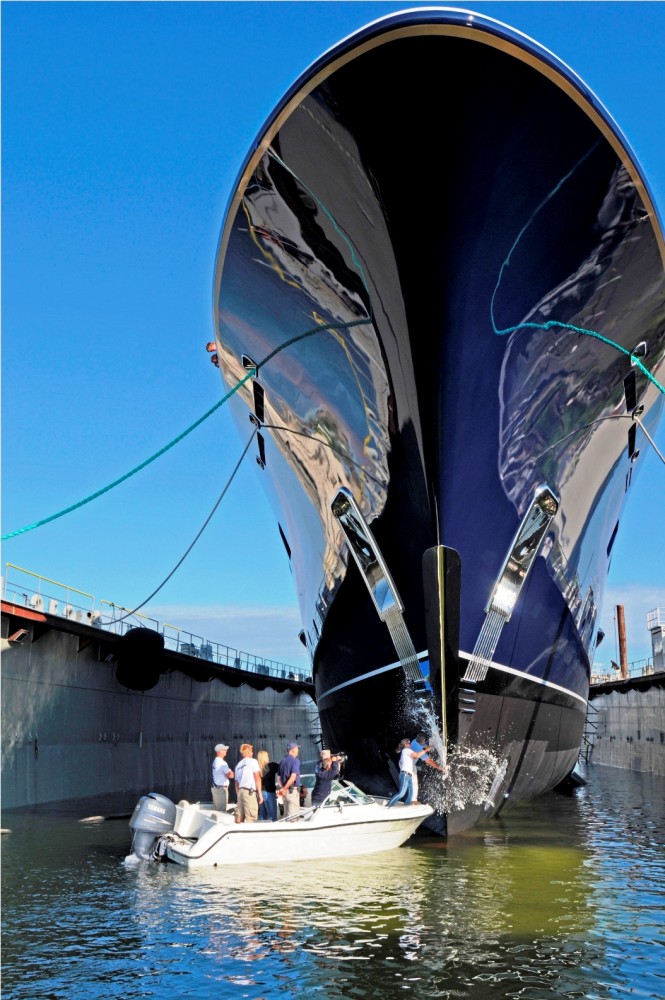 The Derecktor Built and Tim Heywood Designed Superyacht Cakewalk newly launched in 2010. Photo credit Jim Raycroft  