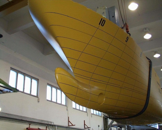 An optimised 85m yacht about to undergo physical testing