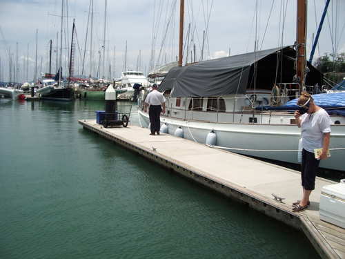 Diane Kuhl and Michael Jarvin, the AMM team in Phuket April 2010 at Yacht Haven Marina Phuket, reviewing and master-planning for future super yacht and destination boating in this Thailand region.
