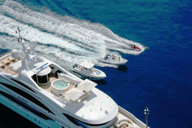 Superyacht Andreas L with her tenders and water toys